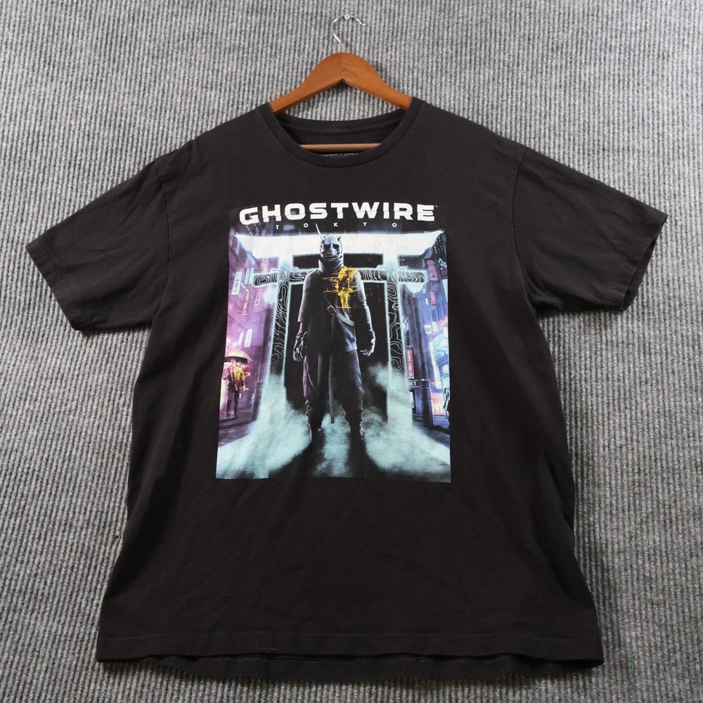 Ghostwire Tokyo Bethesda Video Game Promo T-Shirt Black Mens Size Large Y2K Hype